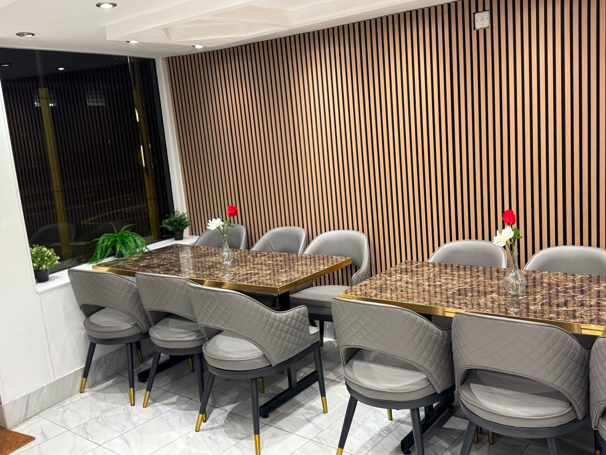 Restaurant seating prepared for customers